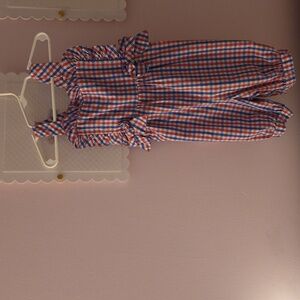 Little English Red and Blue Checkered Romper